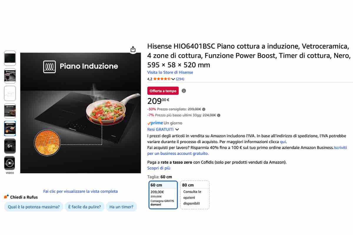 Hisense HIO6401BSC Piano cottura a induzione